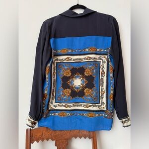 L’AGENCE 100% Silk Blouse With Chain Print Size M
